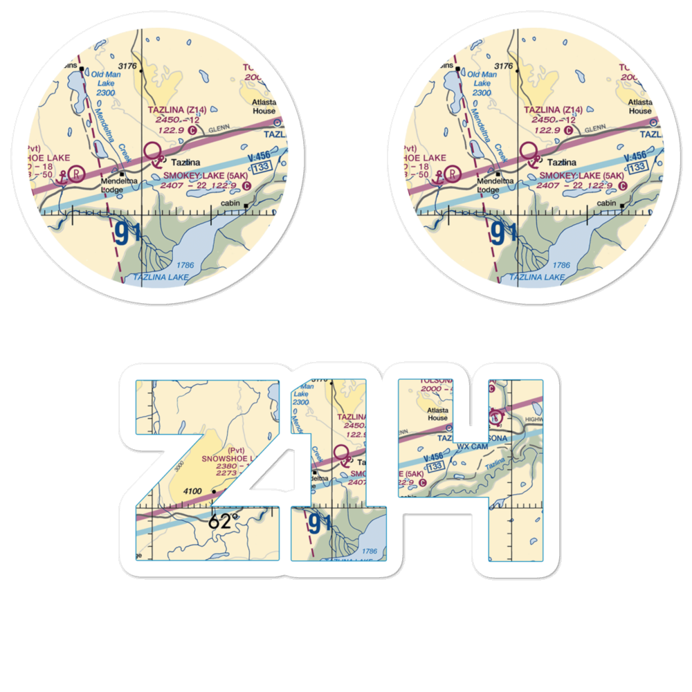 Tazlina Airport (Z14) VFR Sectional Sticker Pack 