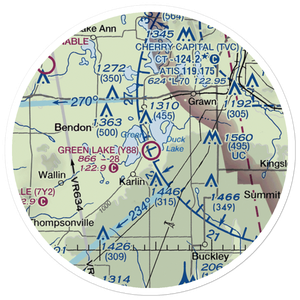 Green Lake Airport (Y88) VFR Sectional Sticker (20 mile)