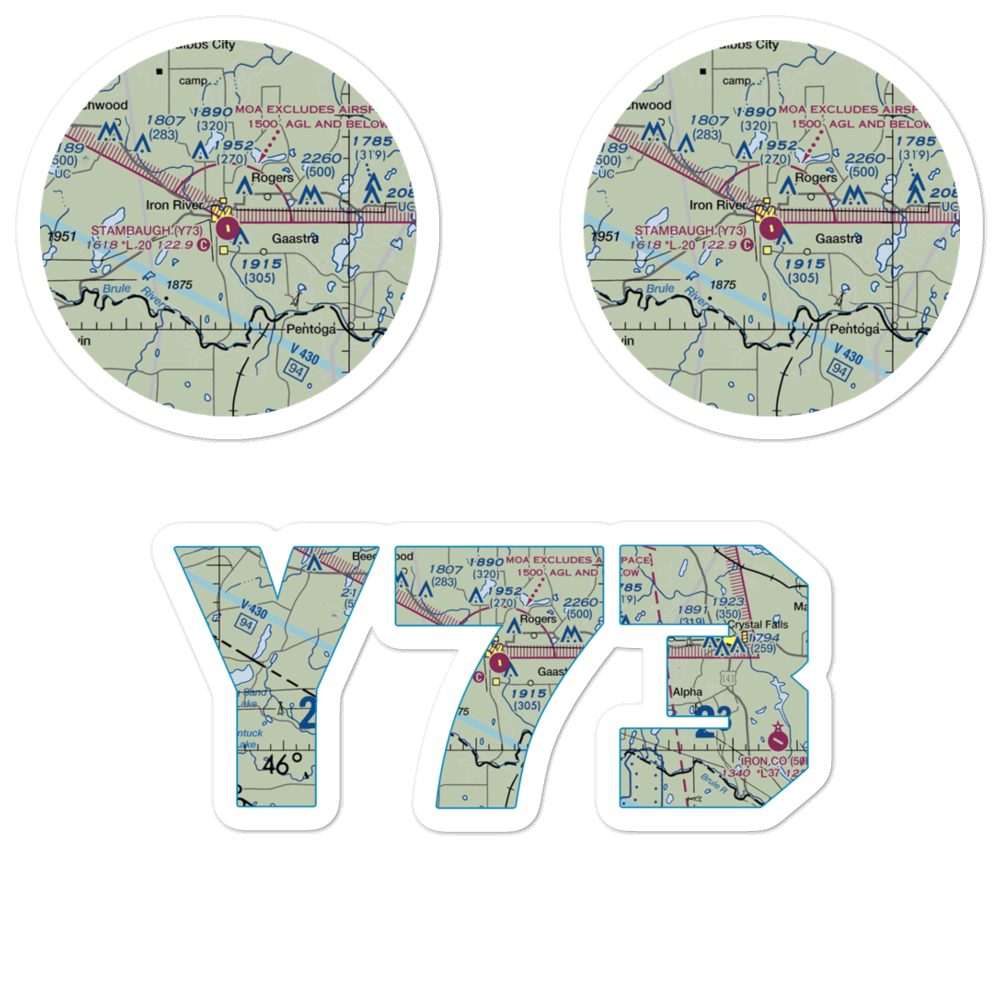 Stambaugh Airport (Y73) VFR Sectional Sticker Pack 