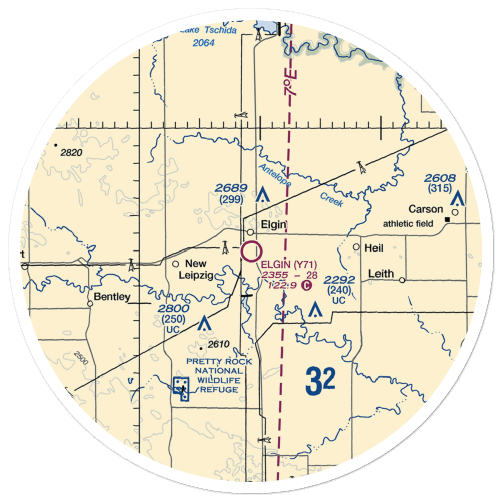 Elgin Municipal Airport (Y71) VFR Sectional Sticker (30 mile) 