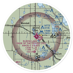 Elbow Lake Municipal - Pride of the Prairie Airport (Y63) VFR Sectional Sticker (20 mile)