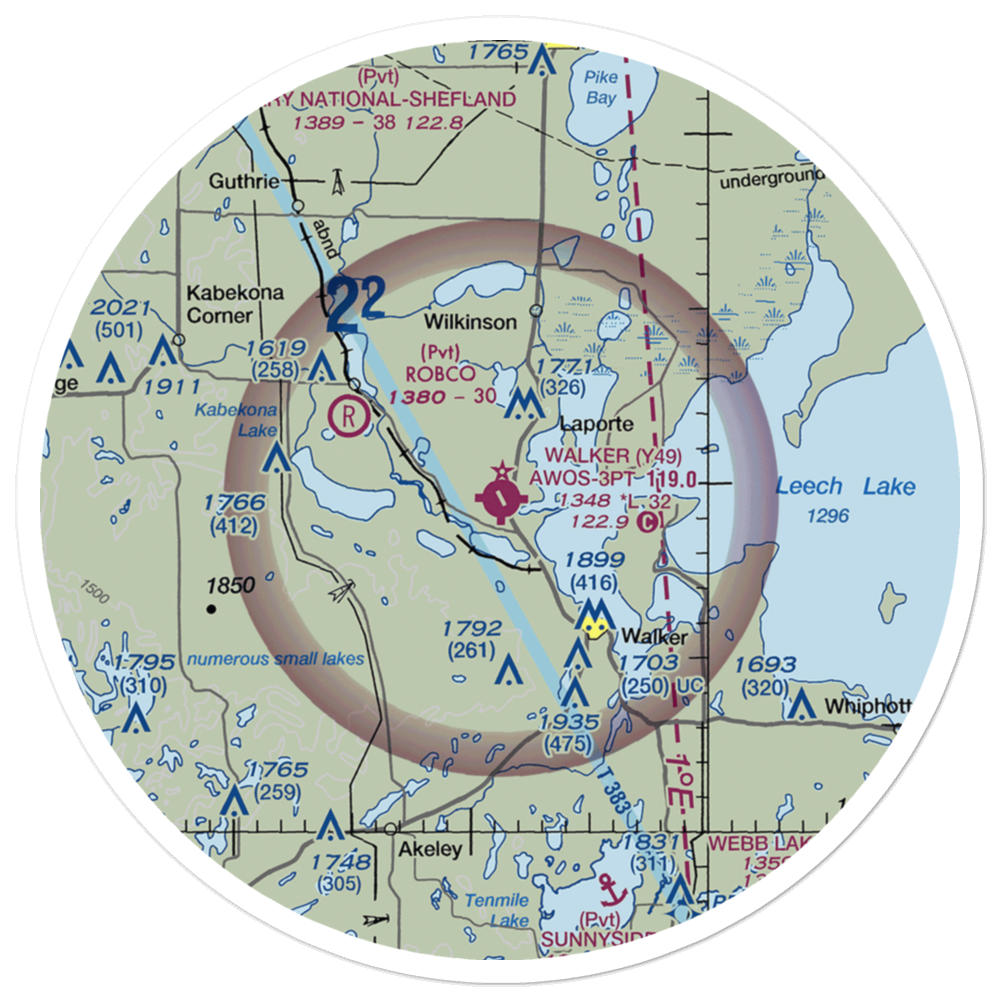 Walker Municipal Airport (Y49) VFR Sectional Sticker (30 mile) 