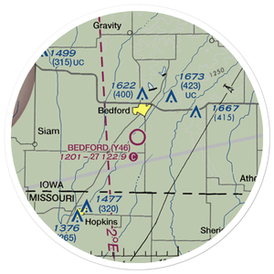 Bedford Municipal Airport (Y46) VFR Sectional Sticker (20 mile)