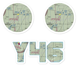 Bedford Municipal Airport (Y46) VFR Sectional Sticker Pack