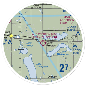 Lake Preston Municipal Airport (Y34) VFR Sectional Sticker (20 mile)