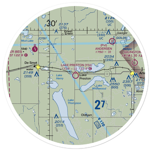 Lake Preston Municipal Airport (Y34) VFR Sectional Sticker (30 mile)