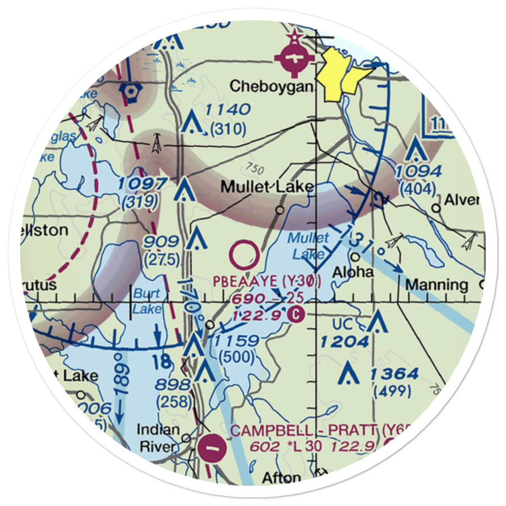 Pbeaaye Airport (Y30) VFR Sectional Sticker (20 mile) 