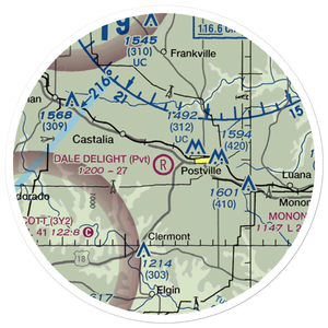 Dale Delight Airport (Y16) VFR Sectional Sticker (20 mile)