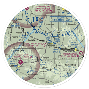 Dale Delight Airport (Y16) VFR Sectional Sticker (30 mile)