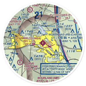 Parker County Airport (WEA) VFR Sectional Sticker (20 mile)