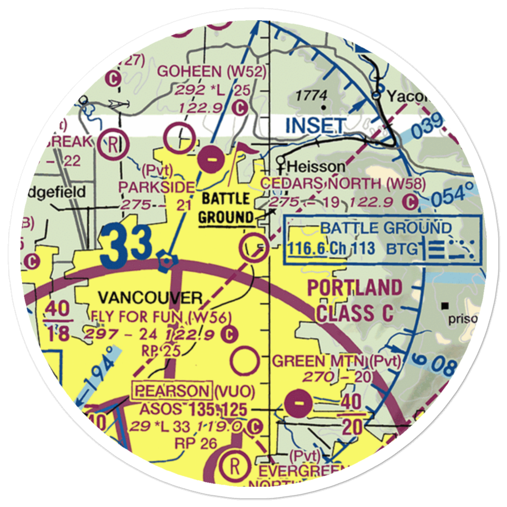 Cedars North Airpark (W58) VFR Sectional Sticker (20 mile) 