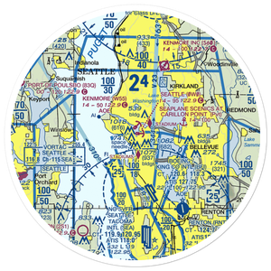 Kenmore Air Harbor Seaplane Base (W55) VFR Sectional Sticker (30 mile)