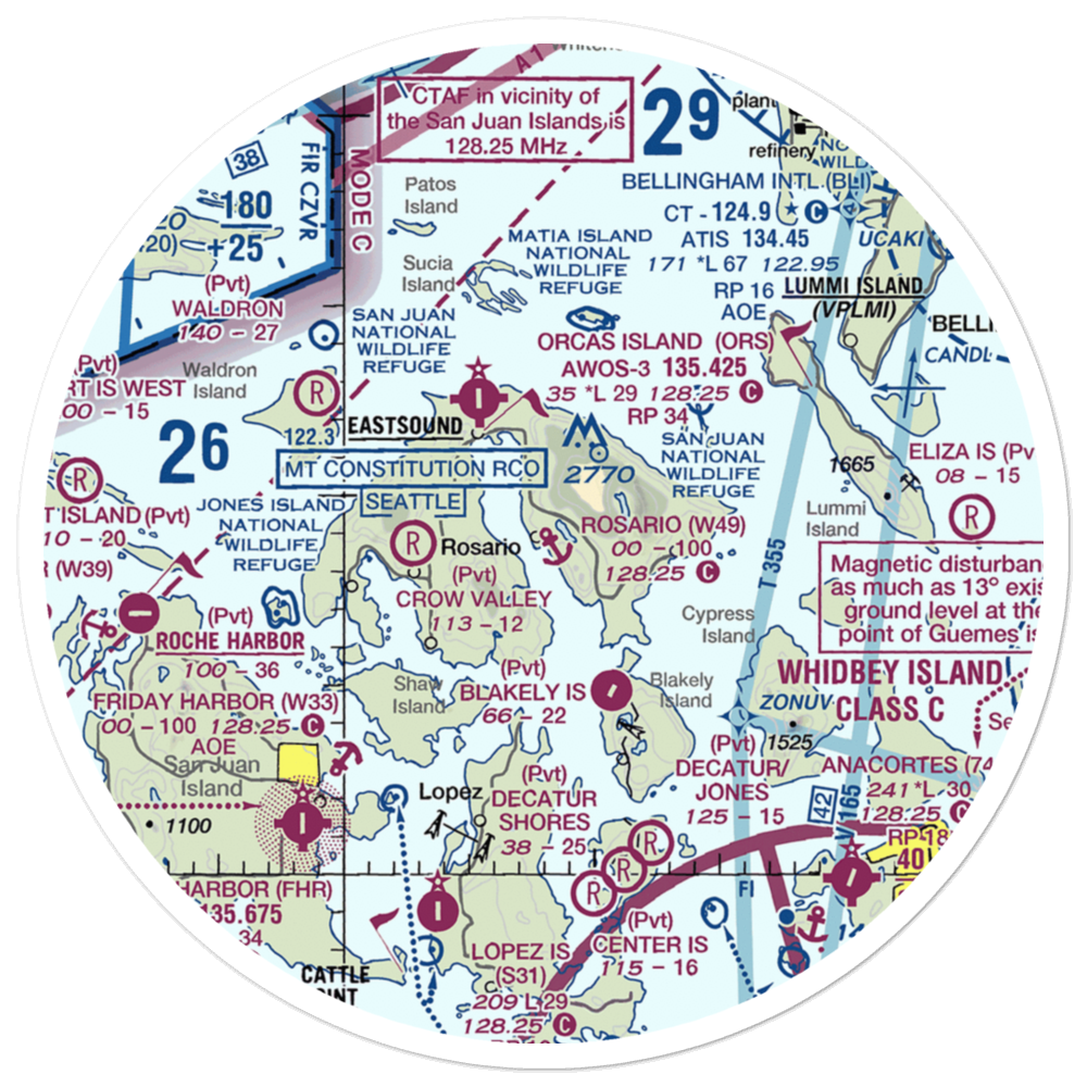 Rosario Seaplane Base (W49) VFR Sectional Sticker (30 mile) 