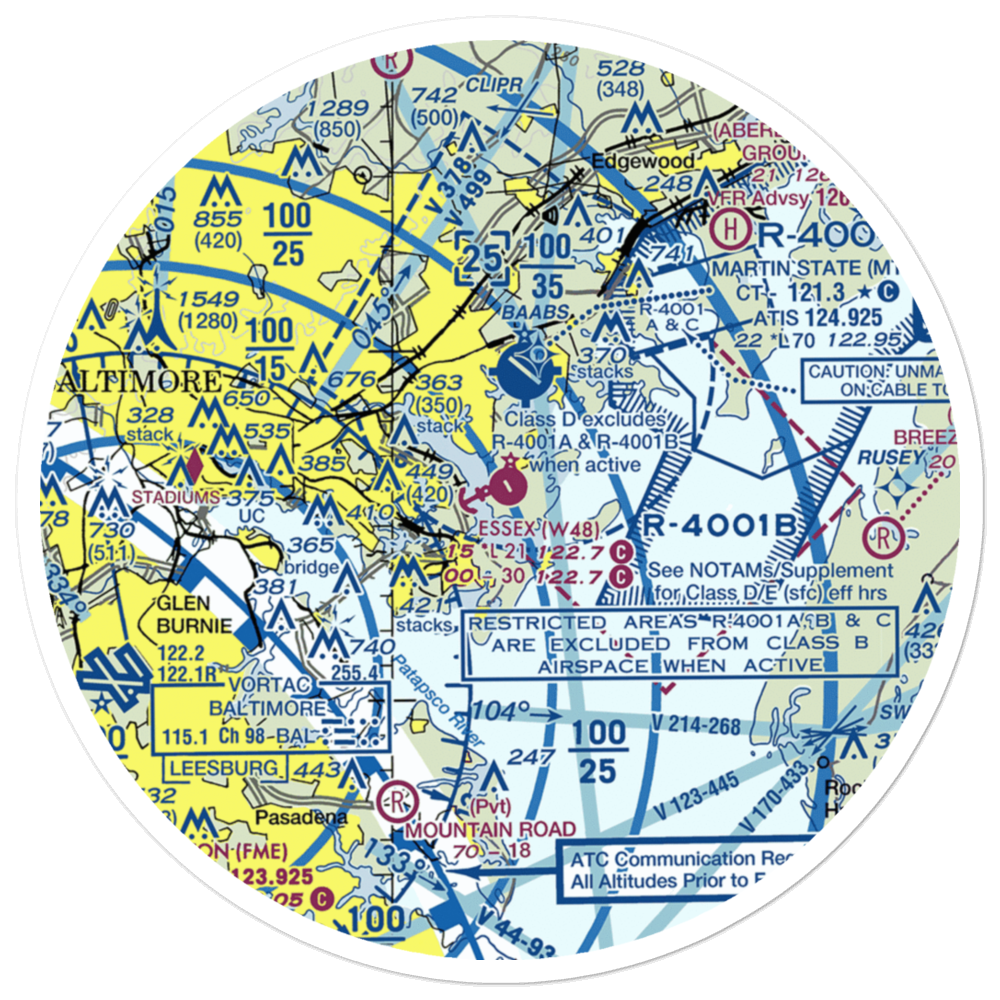 Essex Skypark Airport (W48) VFR Sectional Sticker (30 mile) 