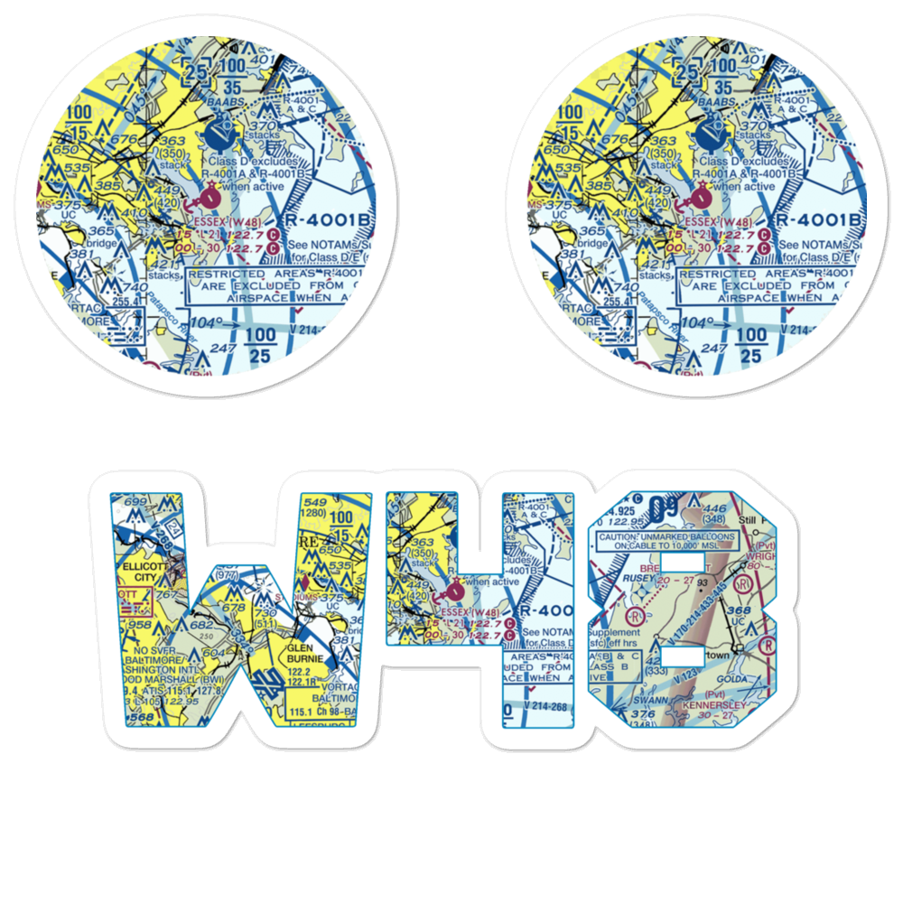 Essex Skypark Airport (W48) VFR Sectional Sticker Pack 