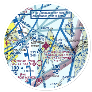 Bay Bridge Airport (W29) VFR Sectional Sticker (20 mile)