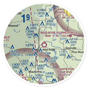 Wild Rose Idlewild Airport (W23) VFR Sectional Sticker (20 mile)