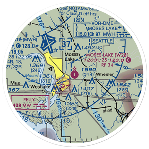 Moses Lake Municipal Airport (W20) VFR Sectional Sticker (20 mile)