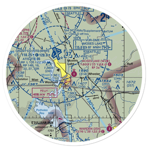 Moses Lake Municipal Airport (W20) VFR Sectional Sticker (30 mile)