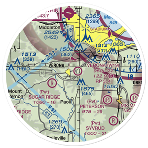 Verona Airport (W19) VFR Sectional Sticker (20 mile)