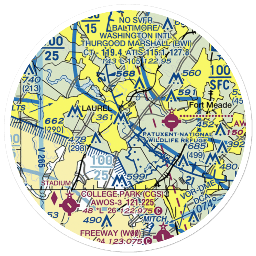 Suburban Airport (W18) VFR Sectional Sticker (20 mile) 