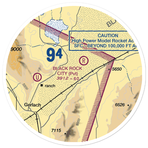Black Rock City Airport (BRC) VFR Sectional Sticker (20 mile)