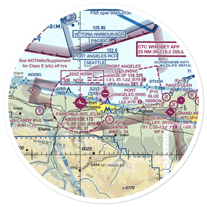 Port Angeles Seaplane Base (W66) VFR Sectional Sticker (30 mile)