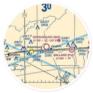 Greensburg Municipal Airport (9KS) VFR Sectional Sticker (20 mile)