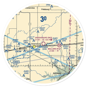 Greensburg Municipal Airport (9KS) VFR Sectional Sticker (30 mile)