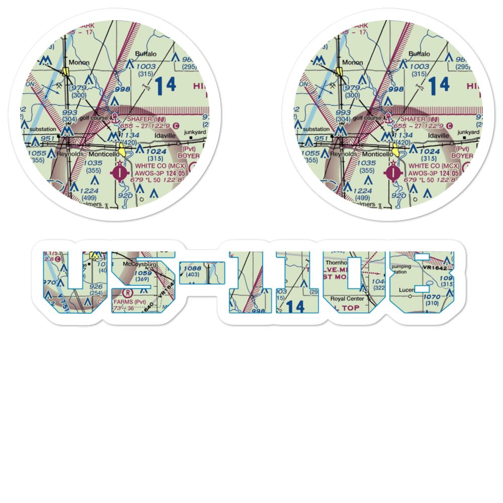Lake Shafer Seaplane Base (I00) VFR Sectional Sticker Pack 