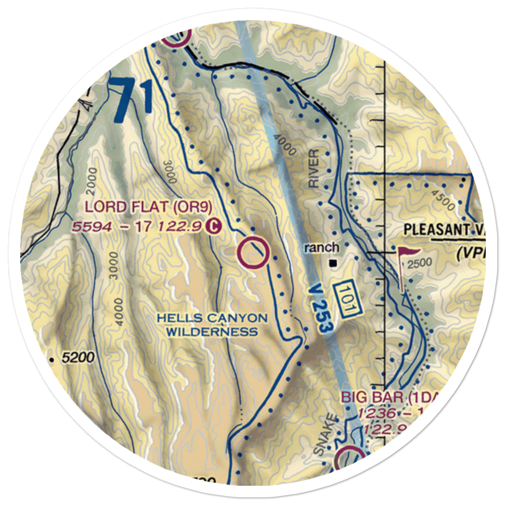 Lord Flat Airport (OR9) VFR Sectional Sticker (20 mile) 