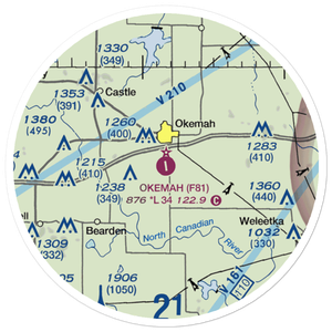 Okemah Municipal Airport (F81) VFR Sectional Sticker (20 mile)