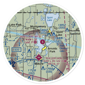 Spirit Lake Municipal Airport (0F3) VFR Sectional Sticker (20 mile)