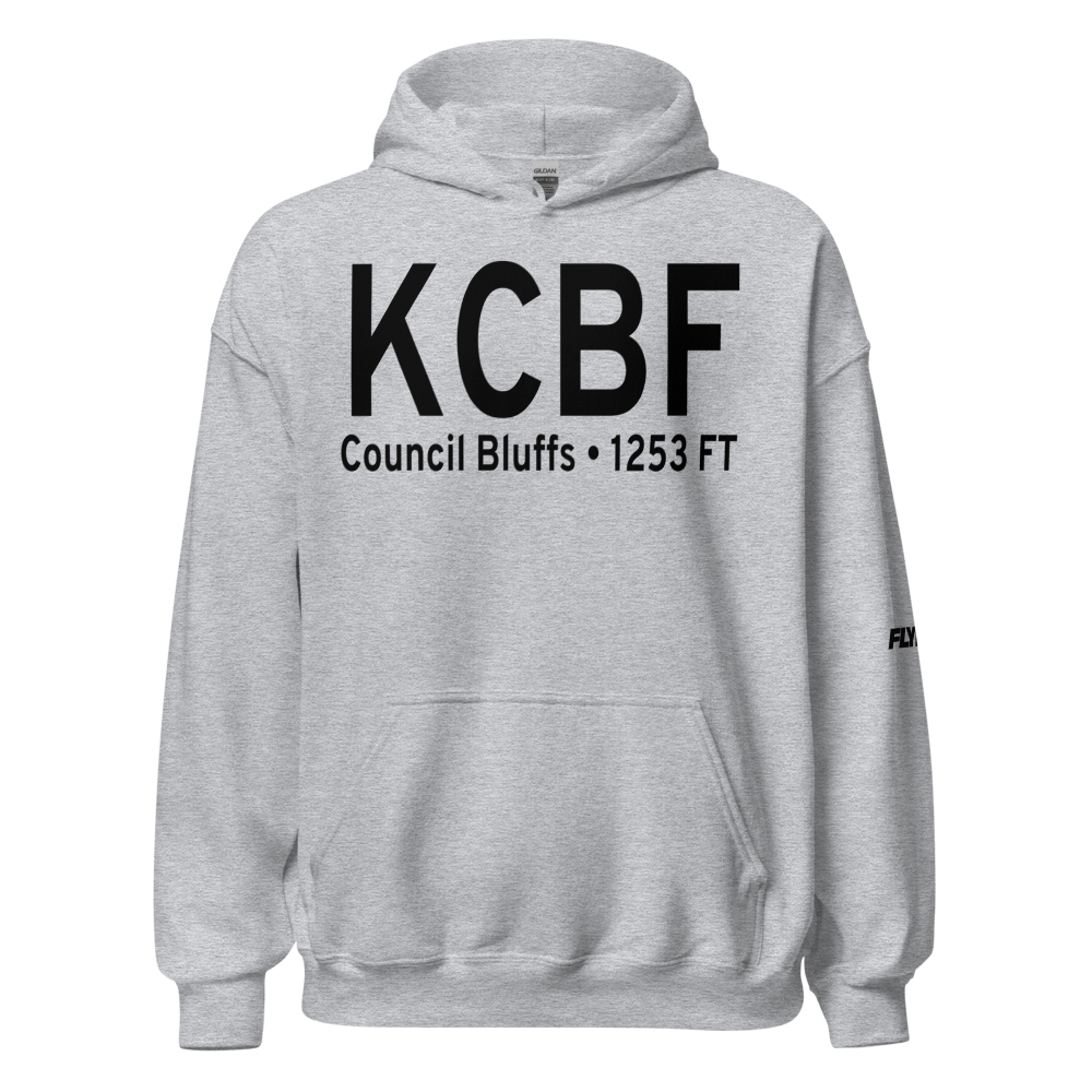 Council Bluffs Municipal Airport (KCBF) ICAO Hoodie Sweatshirt 