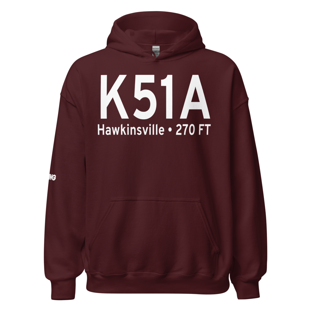 Hawkinsville Pulaski County Airport (K51A) ICAO Hoodie Sweatshirt 