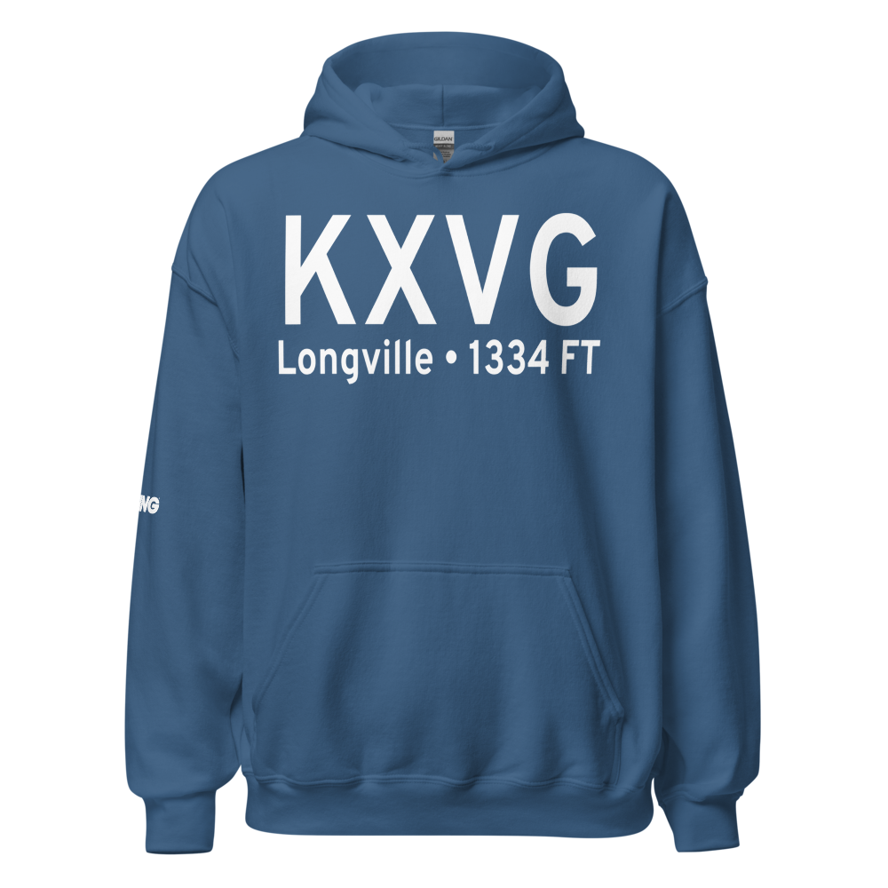 Longville Municipal Airport (KXVG) ICAO Hoodie Sweatshirt 