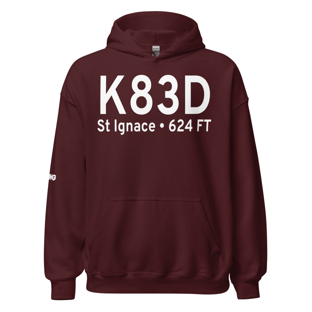 Mackinac County Airport (K83D) ICAO Hoodie Sweatshirt 