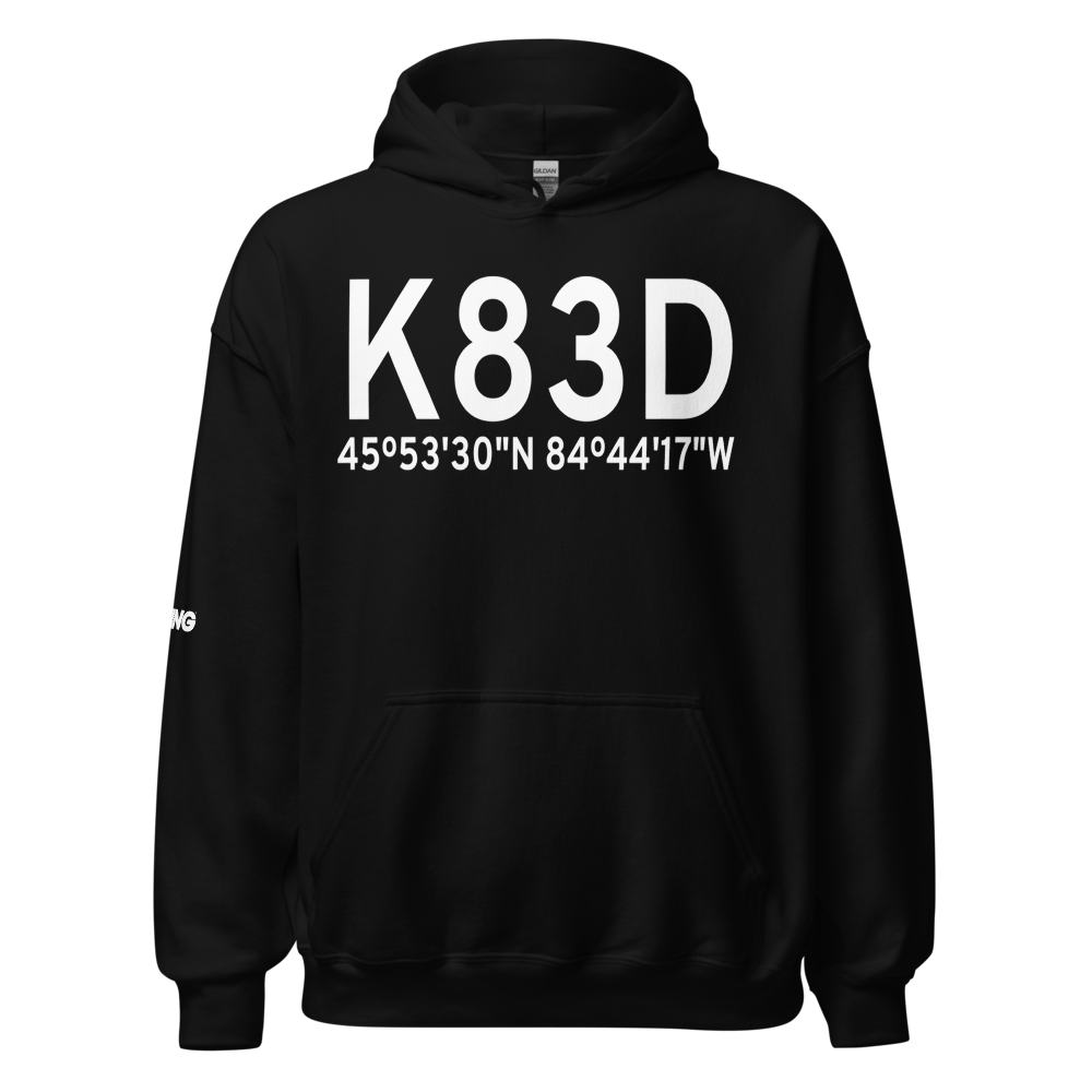 Mackinac County Airport (K83D) ICAO Hoodie Sweatshirt 