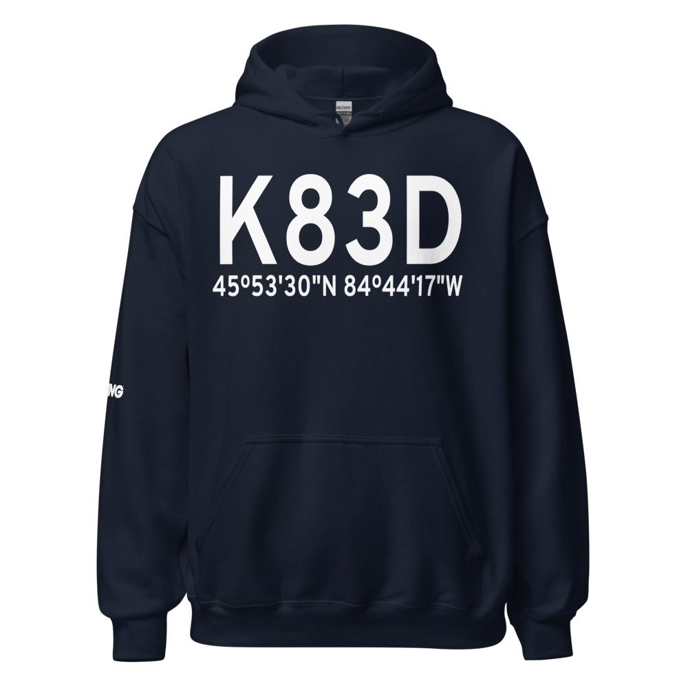 Mackinac County Airport (K83D) ICAO Hoodie Sweatshirt 