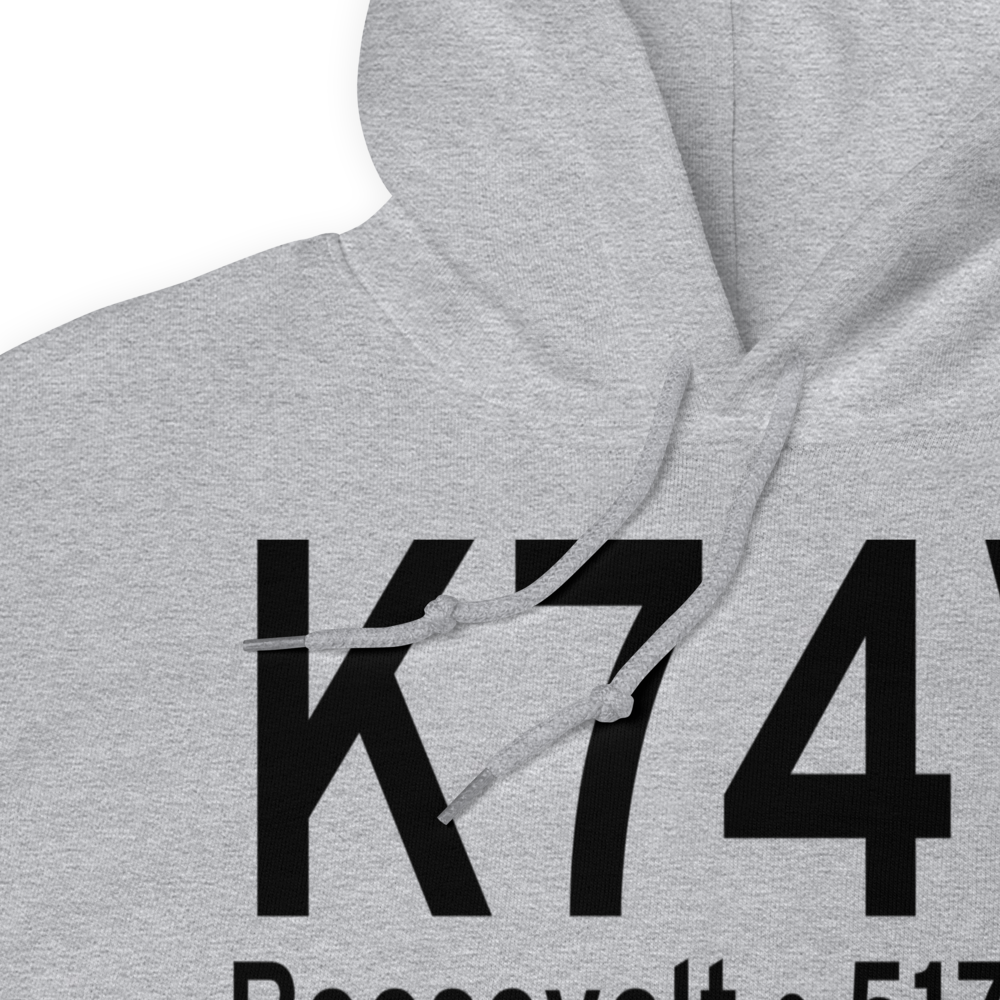 Roosevelt Municipal Airport (K74V) ICAO Hoodie Sweatshirt 