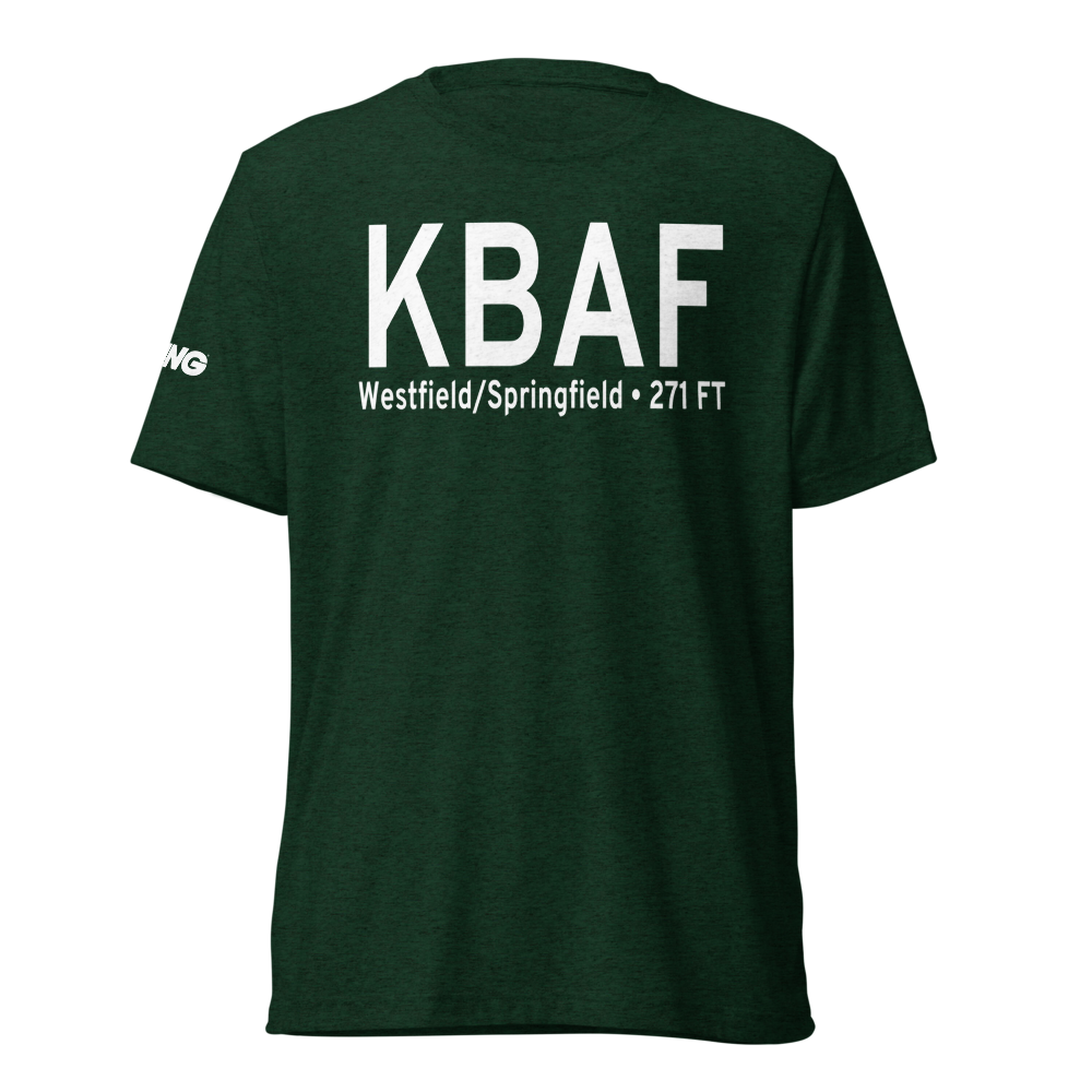 Westfield-Barnes Regional Airport (KBAF) ICAO Tri-blend T-Shirt 