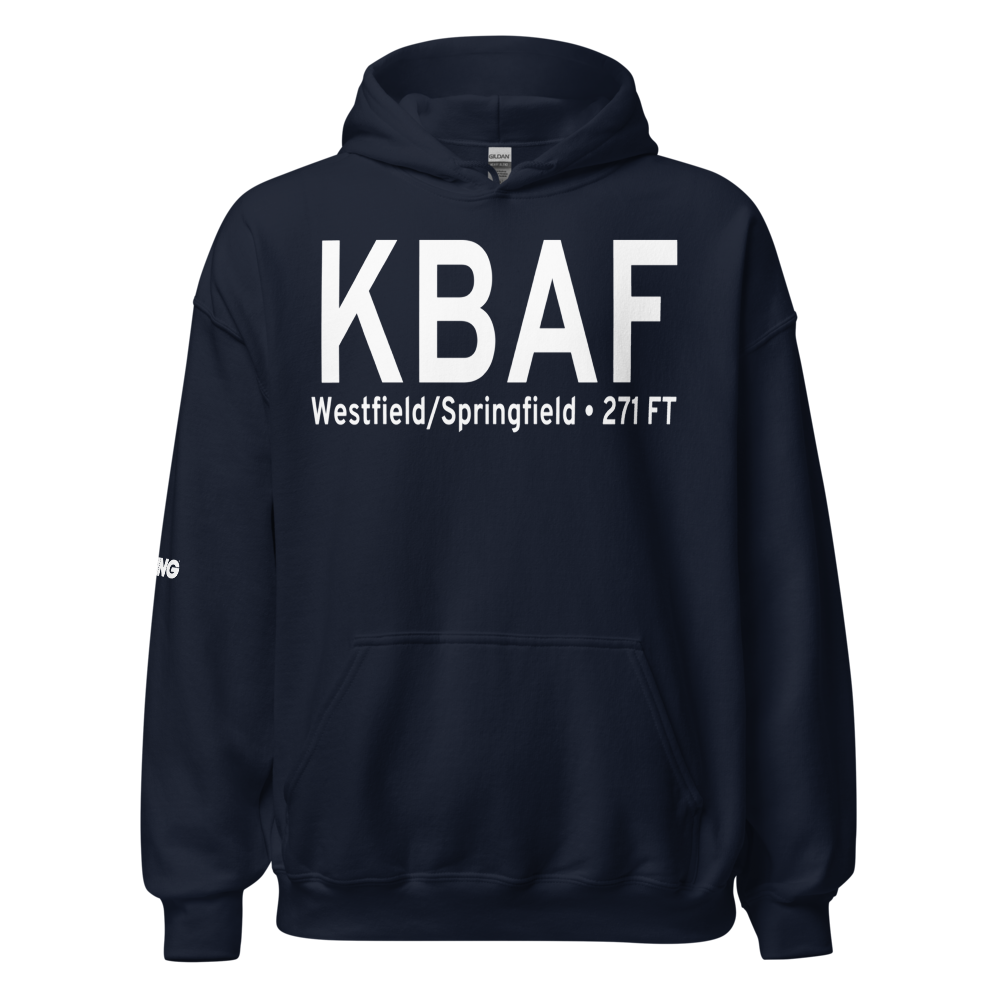 Westfield-Barnes Regional Airport (KBAF) ICAO Hoodie Sweatshirt 