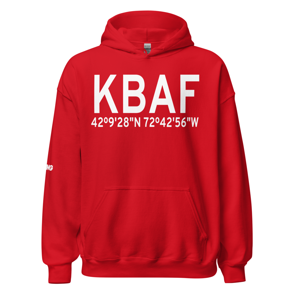 Westfield-Barnes Regional Airport (KBAF) ICAO Hoodie Sweatshirt 