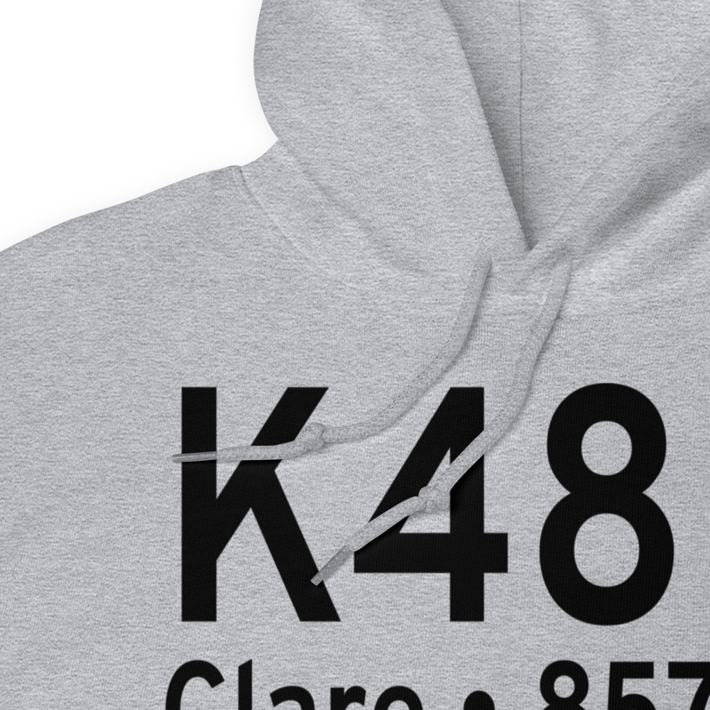 Clare Municipal Airport (K48D) ICAO Hoodie Sweatshirt 