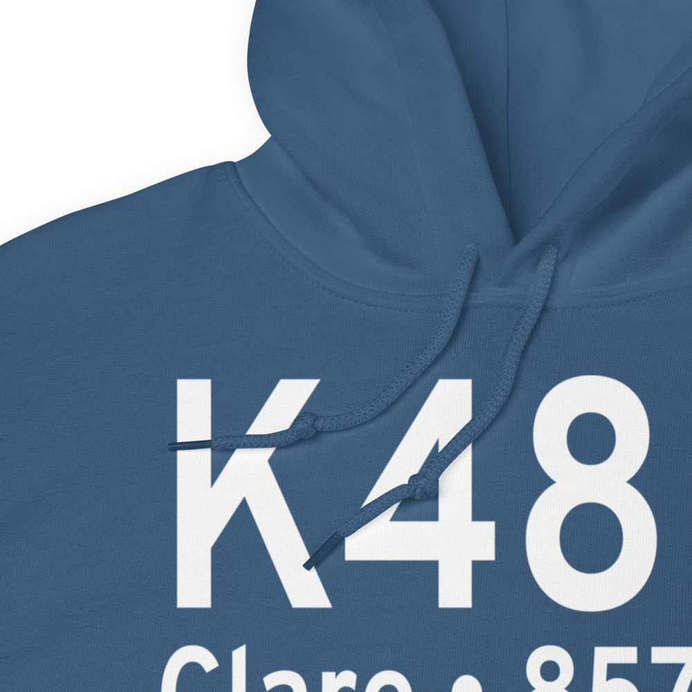 Clare Municipal Airport (K48D) ICAO Hoodie Sweatshirt 