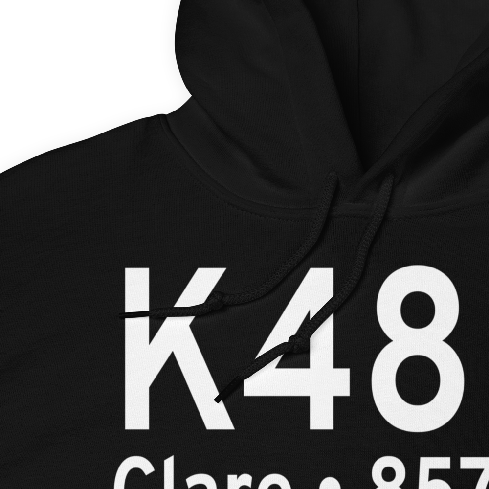 Clare Municipal Airport (K48D) ICAO Hoodie Sweatshirt 