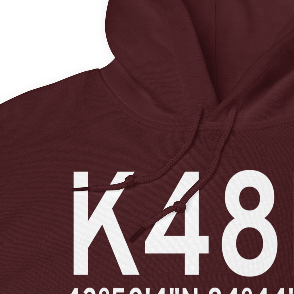 Clare Municipal Airport (K48D) ICAO Hoodie Sweatshirt 