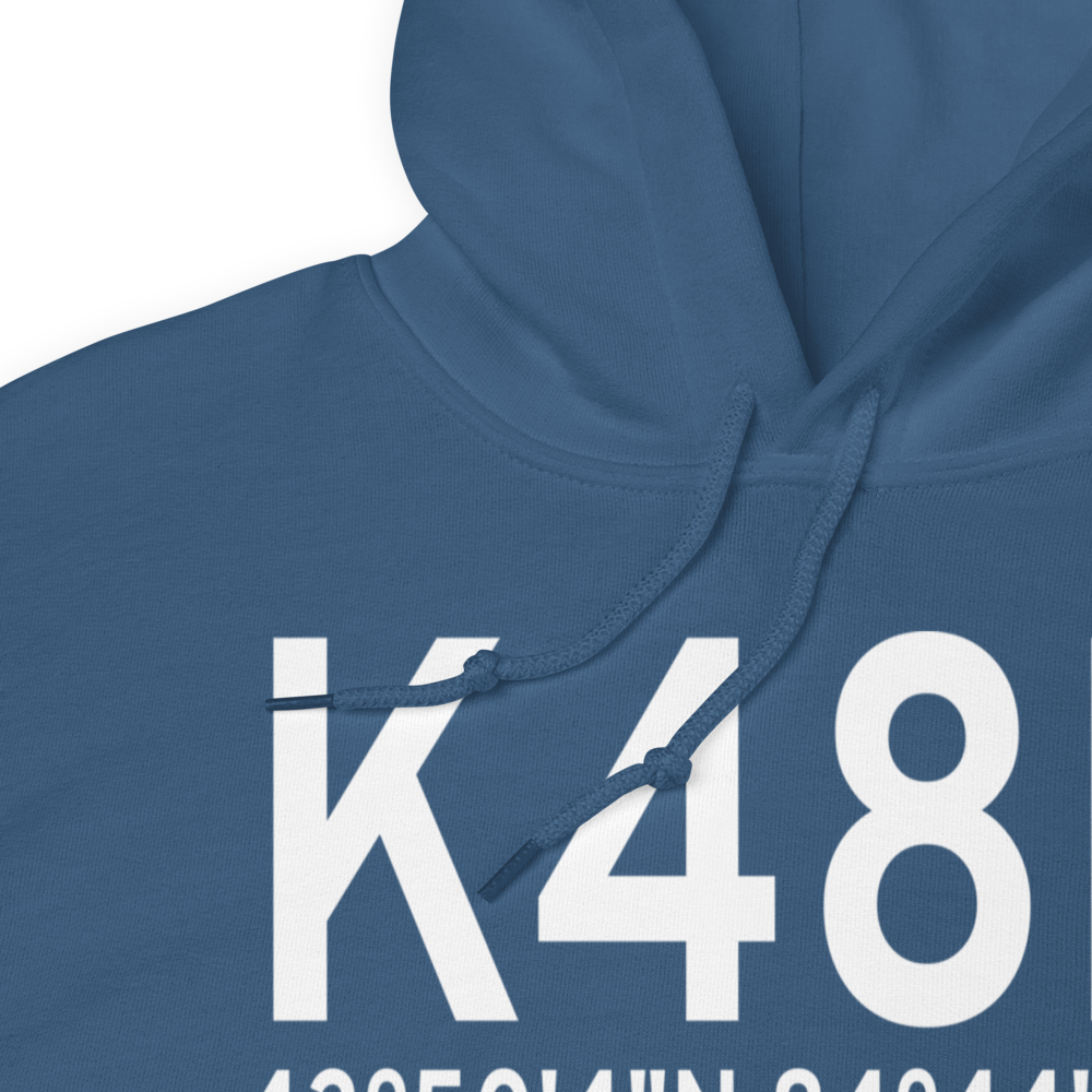 Clare Municipal Airport (K48D) ICAO Hoodie Sweatshirt 
