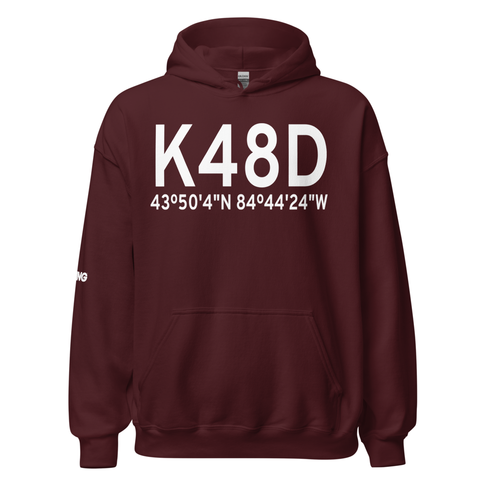 Clare Municipal Airport (K48D) ICAO Hoodie Sweatshirt 