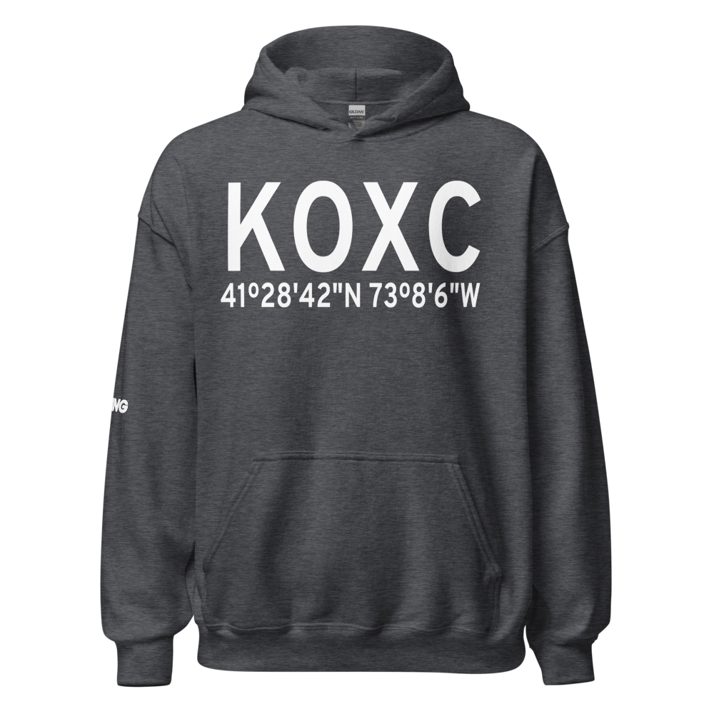 Waterbury Oxford Airport (KOXC) ICAO Hoodie Sweatshirt 